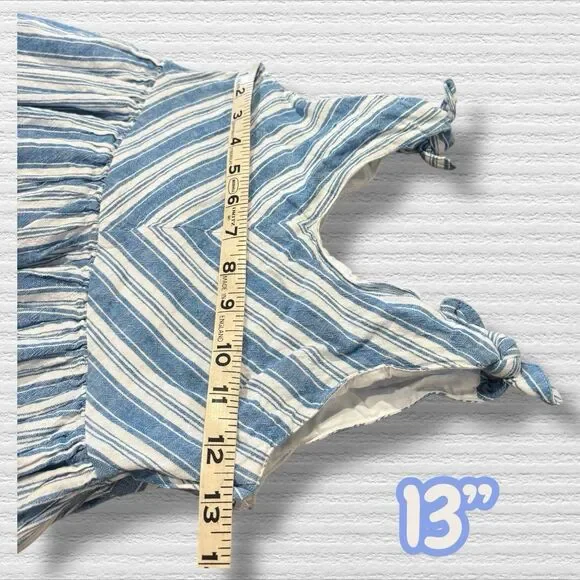 Hope & Henry Girls Blue White Linen Blend Stripe Sundress Size 8 - Picture 3 of 6